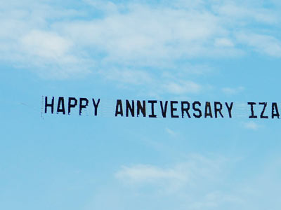 happy birthday aerial banner
